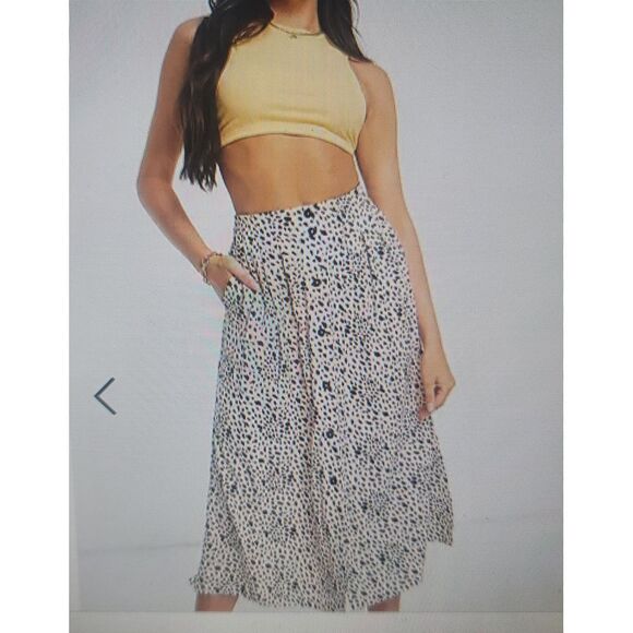 ASOS Dresses & Skirts - ASOS Button Front Midi Skirt‎ Cheetah Pockets Women 4 Boho Summer Beach Chic